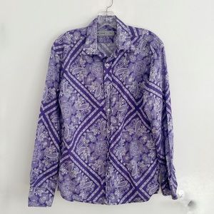 ETRO Purple Paisley Button Down Shirt Size L